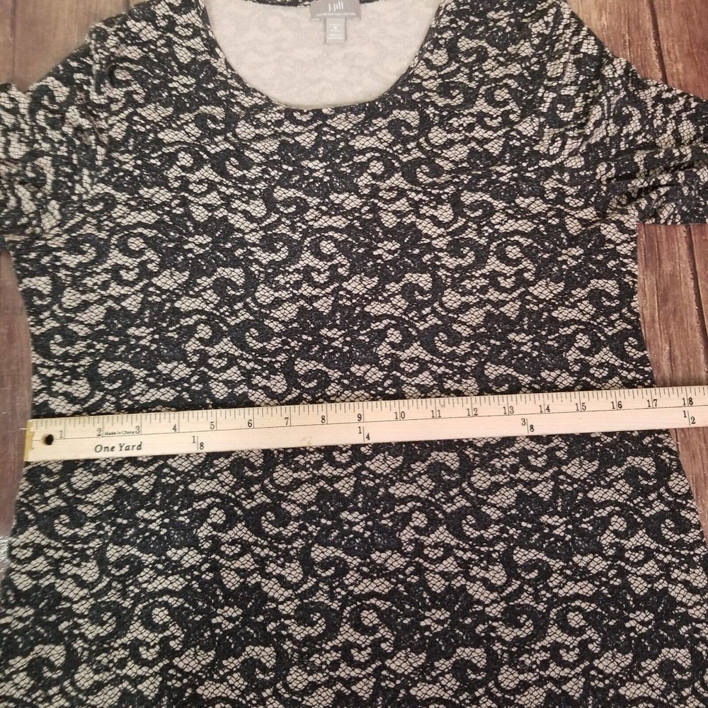 J. Jill Womens Shirt Black Size M Medium Petite Long Sleeve Faux Texture - Picture 3 of 12
